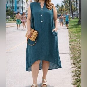 Plus Size Italian Linen Solid Tank Dress